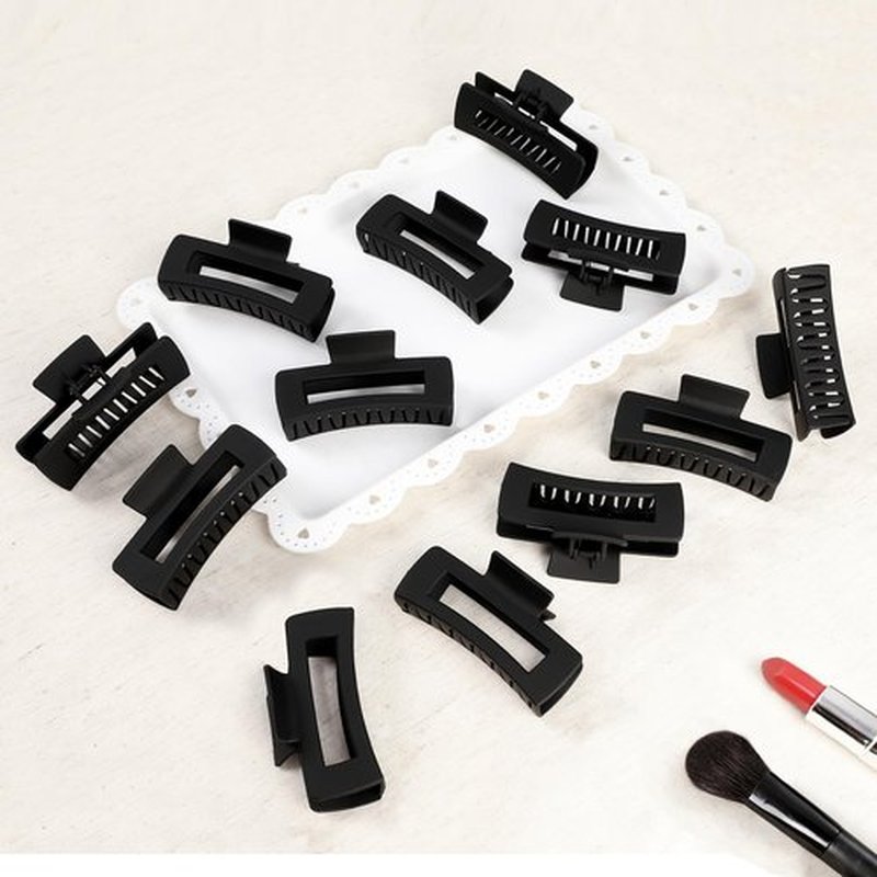 Sisiaipu 4.1 Inch Large Hair Claw Clips 12 Pcs Big Claw for Thick Hair Square Hair Clips Jumbo Jaw Clips Bulk Hair Accessories for women and Girls (Black)