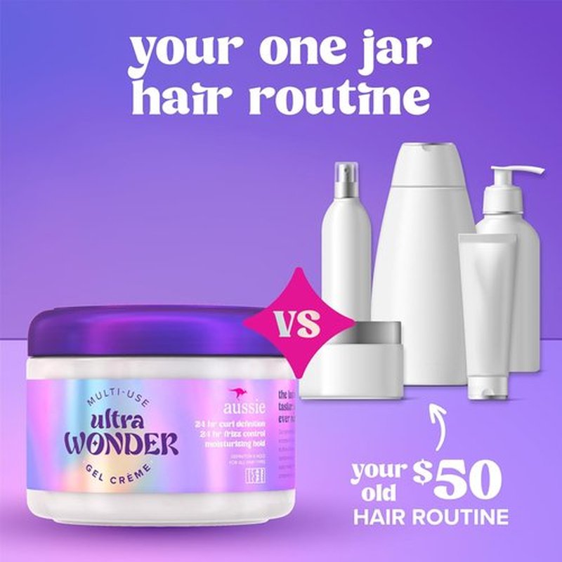 Aussie Ultra Wonder Gel Crème - All-in-One Moisturizing Hold Styler for All Hair Types, 10.1oz