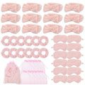 48 Set Girls' Spa Sleepover Party Supplies - 12 Pink Headbands, Sleep Eye Masks, Velvet Hair Scrunchies & Organizer Bags