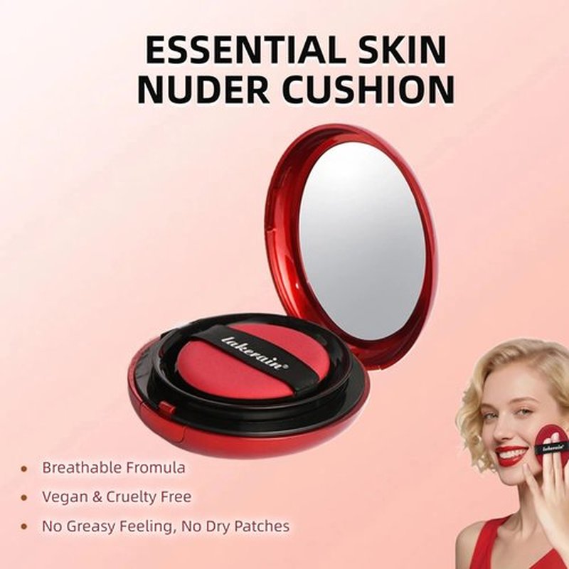 Cushion Foundation – Hydrating Velvet Matte Finish, 24H Long-Lasting Waterproof Korean BB Cream Compact, Breathable Skincare Base with 3 Shades (Ivory, Beige, Latte) (02#BEIGE)