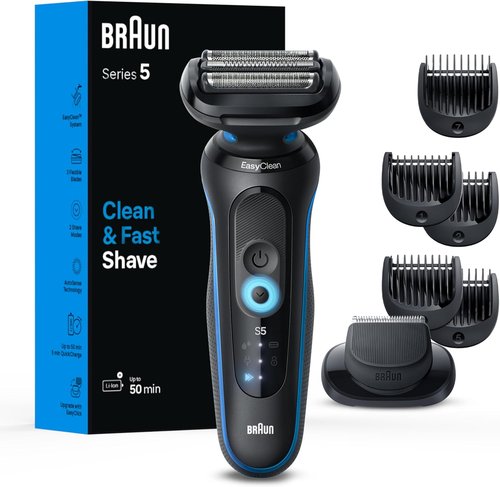 Braun Electric Shaver - Series 5 5120s | Wet & Dry Shaving, Turbo Mode, Beard Trimmer, Blue
