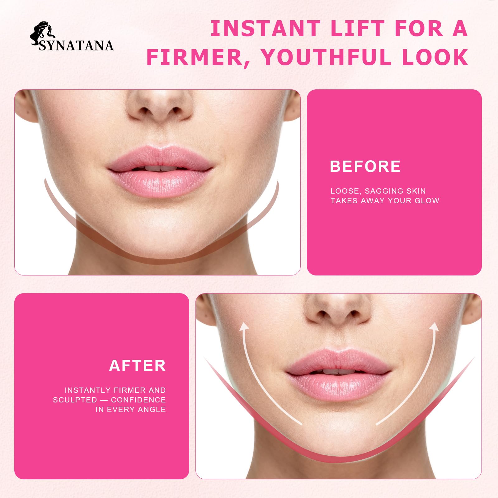 SYNATANA 160PCS Neck Tape Lifting Invisible for Instant Face Lifting, Face Lift Tape Invisible, Wrinkle Tape, Double Chin, Jowls, Eyes & Neck | Waterproof Skin Tape Under Makeup
