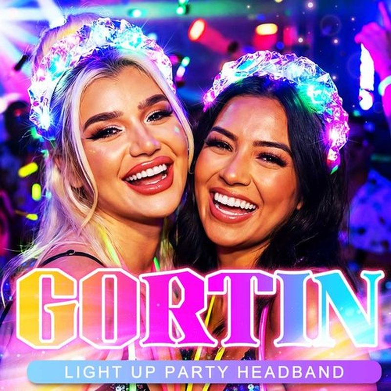 GORTIN Light up Headband LED Neon Headpiece Carnival Rave Costume Hair Accessories for Women