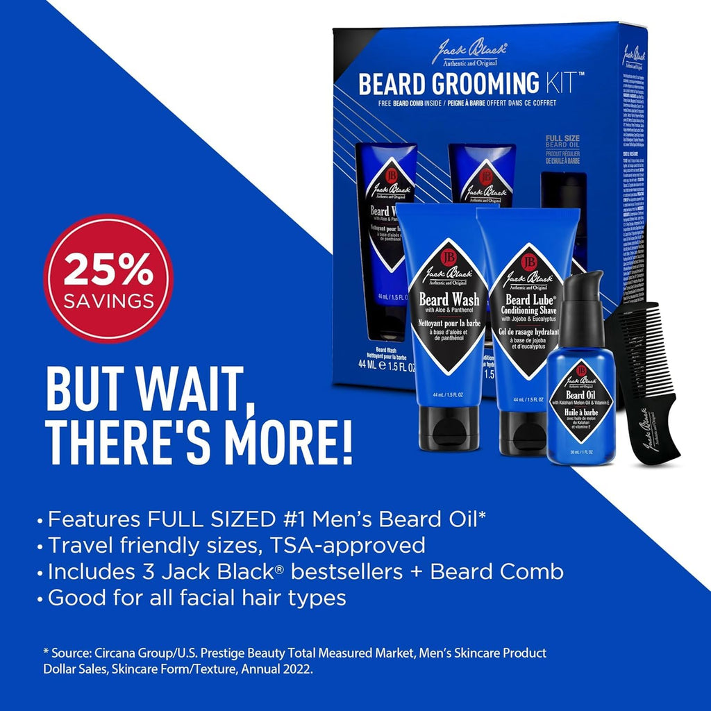 Jack Black Beard Grooming Kit - Travel Size Mens Beard Kit Gift Set