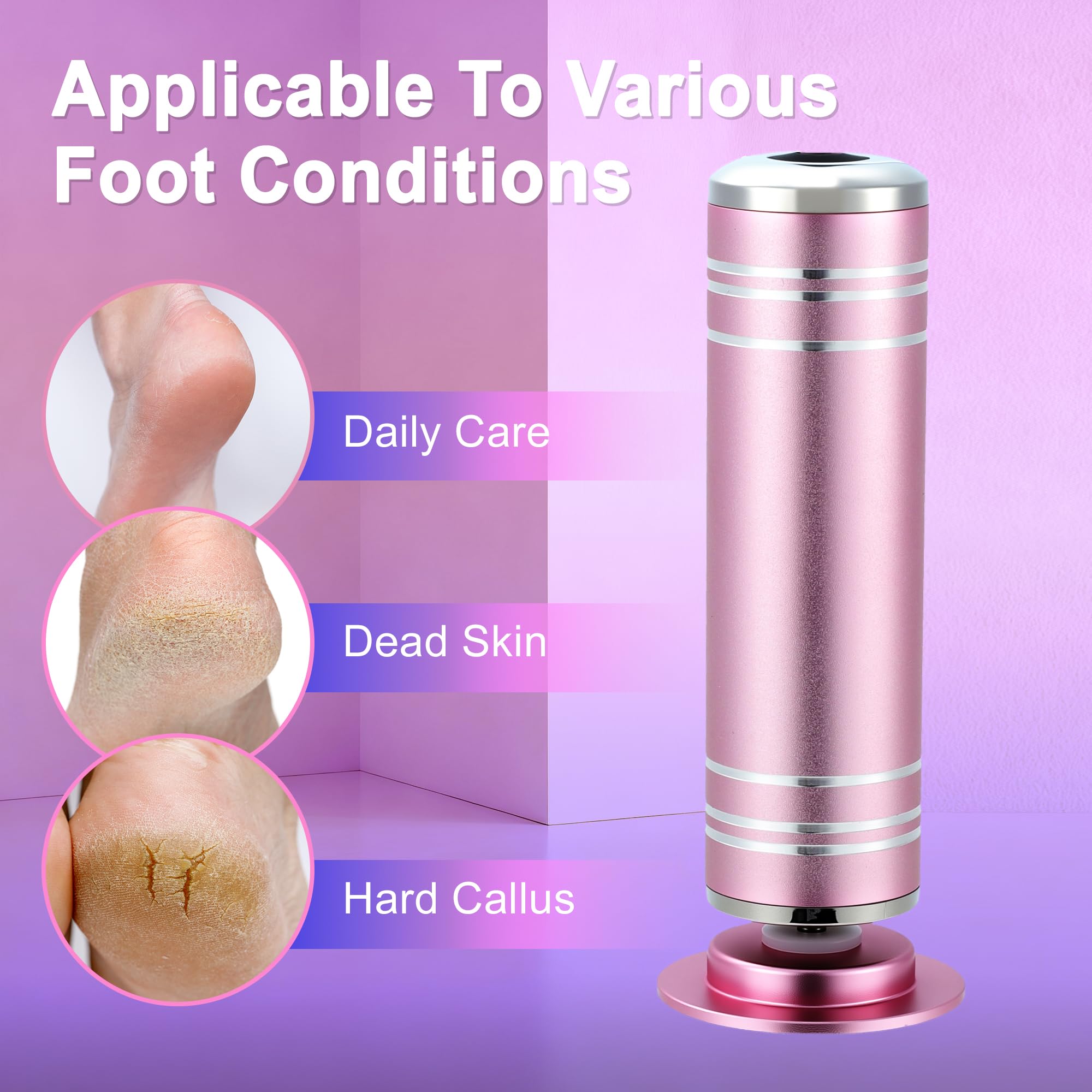 VOCOSTE 1200RPM Electric Callus Remover for Feet, 2 Replaceable Grinding Discs, 60 Sandpaper Discs, 1 Moisturizing Socks, Professional Pedicure Tool Kit for Dead Skin & Hard Cracked Heels
