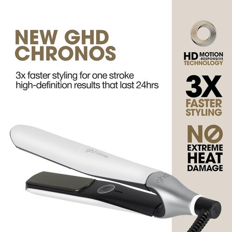 GHD Chronos & Chronos Max Stylers - Professional Flat Iron Hair Straighteners | 3X Faster Styling, 85% More Shine, Lasts 24hrs