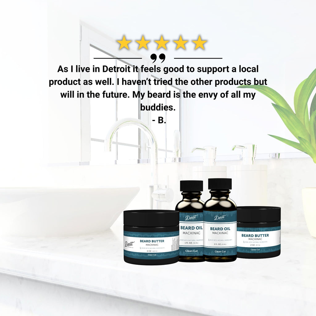 Detroit Grooming Co. Beard Butter for Men - Premium Leave-In Conditioner & Softener with Safflower Oil & Shea Butter - Hydrating Beard Moisturizer for Growth & Thickness - Mackinac, 4oz