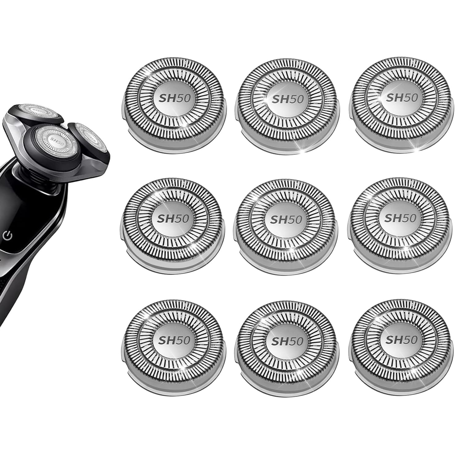 9 Pack SH50 Replacement Heads Double Blades Compatible with Philips Replacement Norelco 5000 Replacement Electric Shaving Head Razor Blades