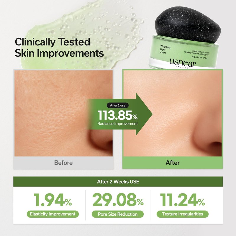 usnear FOREST Wrapping Layer Cream - PDRN & Bakuchiol Face Cream for Elasticity, Firming & Radiance - Korean Skincare for Sensitive Skin, 1.69 fl oz