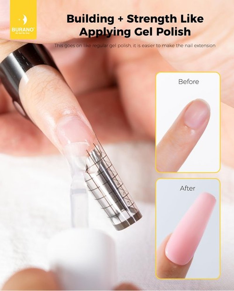 BURANO 5 in 1 Builder Base Gel 0.5 oz, Builder Gel for Nails Hard Gel Nail Extension Quick Building Gel, Builder Gel in a Bottle for Nail Pro & Beginner (HotPink)