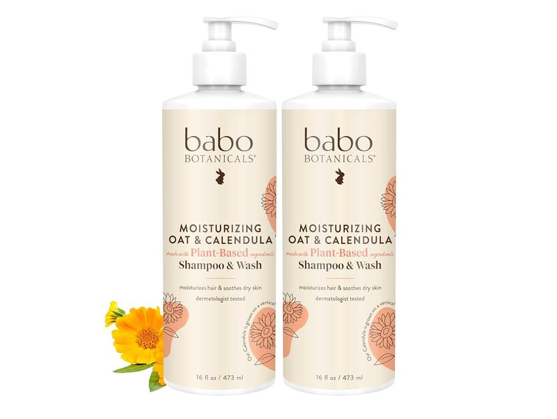 Babo Botanicals 2-in-1 Moisturizing Shampoo & Wash - Gentle Cleansing for Sensitive Skin | Vegan & Family-Safe