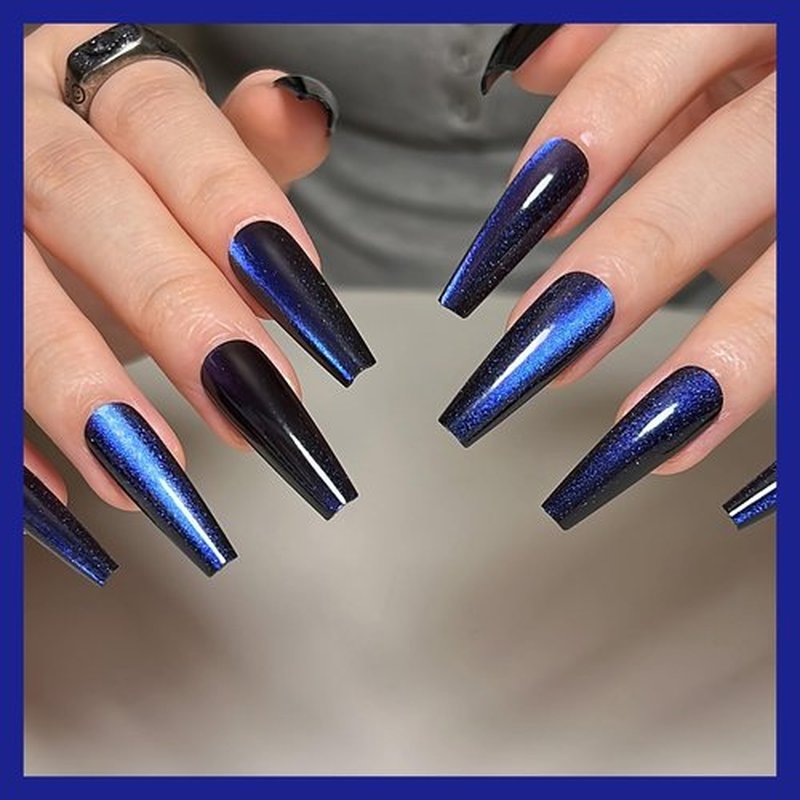 KKUUOO 4 Pack Long Coffin Gradient & Glitter Nails, Full Cover Glossy Acrylic False Nails, Stick On, 96pcs 12 Sizes-4 Styles