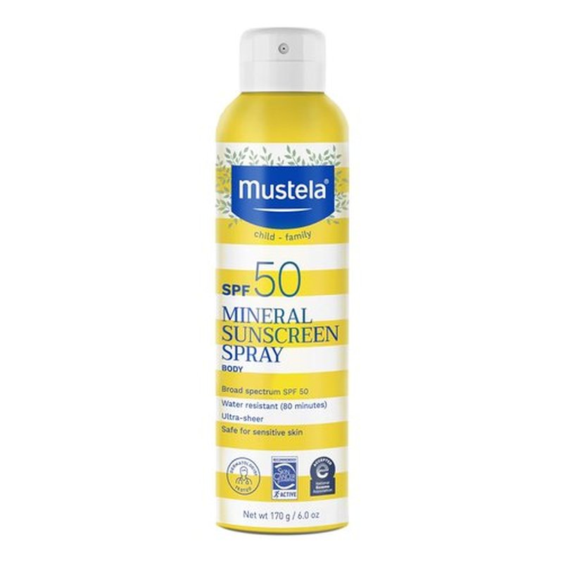 Mustela Baby Mineral Sunscreen Spray SPF 50 - Water Resistant & Fragrance-Free for Sensitive Skin - 6 fl. oz.
