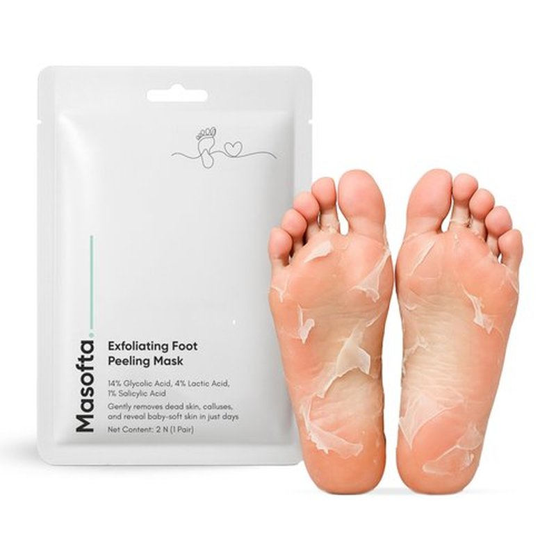 Masofta Exfoliating Foot Peeling Mask for Dry, Cracked Heels & Calluses Glycolic, Lactic & Salicylic Acid Formula Peels Dead Skin in Days Baby Soft Feet Treatment for Men & Women 40 g (Pack of 1)