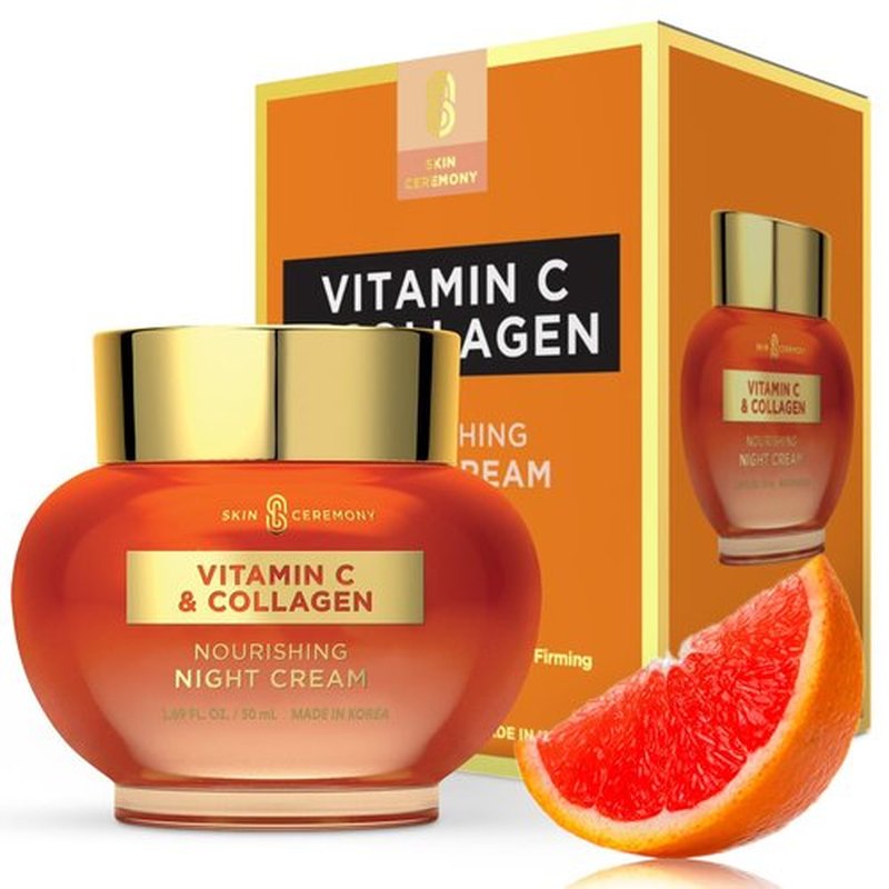 Skin Ceremony Vitamin C & Collagen Face Moisturizer - Anti-Aging, Skin Tightening, Reduces Wrinkles - Dermatologist Tested, Cruelty-Free Korean Skin Care for All Skin Types - 1.69 Fl. Oz