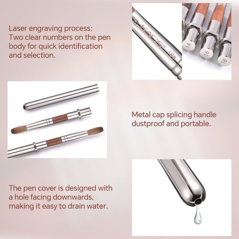 KADS Acrylic Nail Brush with Penholder Nail Brush for Acrylic Application-Oval Shaped Powder Nail Design Tools for Professional Manicure DIY Home Salon (8#)