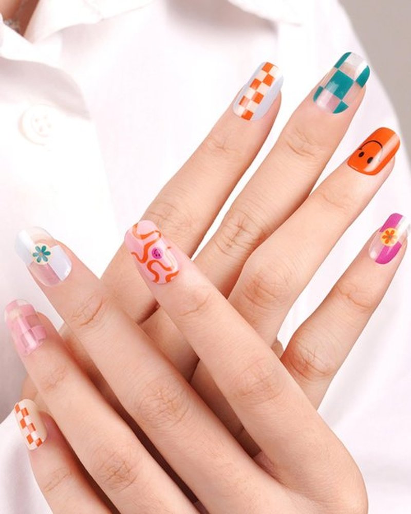 LabTabBa 20pcs Semi Cured Gel Nail Strips Salon Quality DIY Wraps UV Light Required