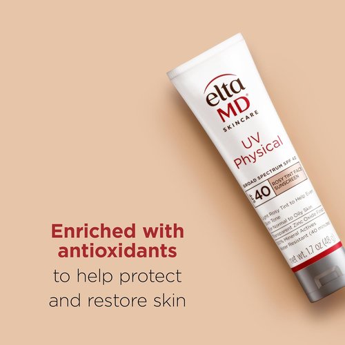 EltaMD UV Physical Tinted Sunscreen - 100% Mineral Active Formula for Face Protection