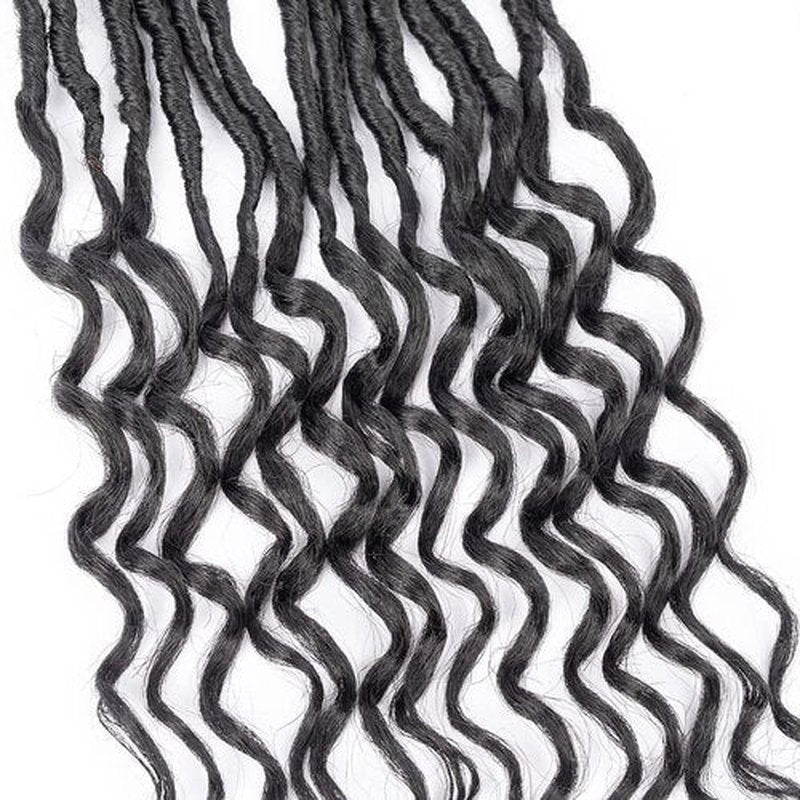 DoeSeor 12 Inch Goddess Locs Crochet Hair 8 Packs New Soft Faux Locs Crochet Braids Deep Wave Pre Looped Hair Extensions for Black Women(1B/8PCS/12inch)