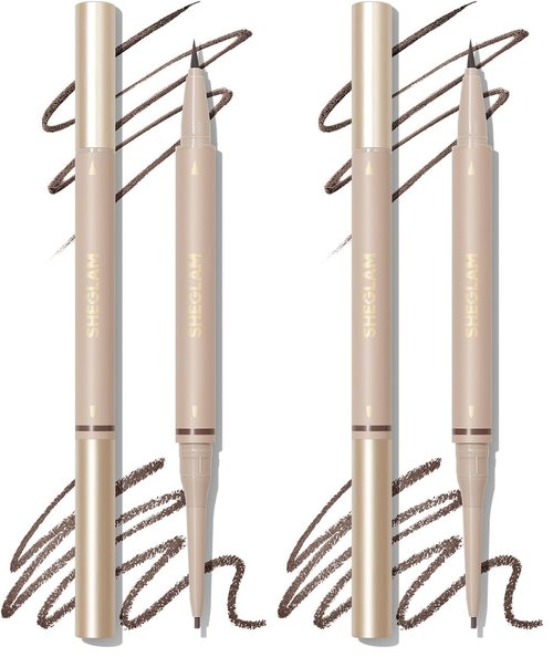 SHEGLAM Dual-Sided Eyebrow Pencils Cream Waterproof Long Lasting Eye brow Pen Makeup - Auburn (Pack of 2)