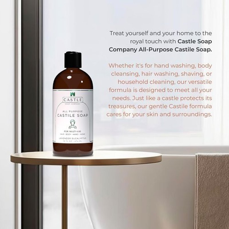 Castile Soap Liquid Unscented 16 Oz - All Purpose Liquid Castile Soap Unscented Gentle Cleanser For Hair Body Wash Hand Wash Home Nourishing Formula Gentle on Skin For All Ages Daily Care
