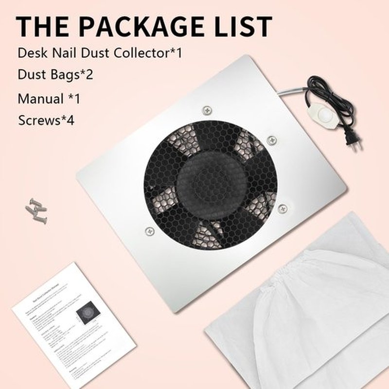 Powerful 80W Nail Dust Collector Built in Table Desk Nail Vacuum Cleaner Professional Table Embedded Dust Extractor Vacuum Built in Desktop Nail Dust Collector Quiet Nail Fan Acrylic Nail Tools