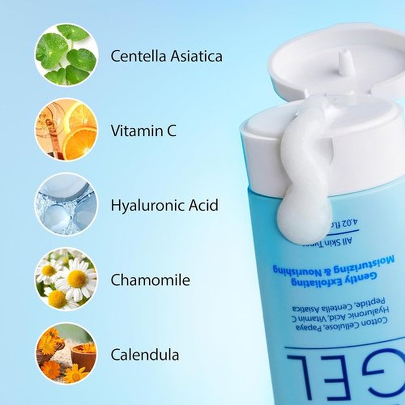 Ebanel Brightening Peeling Gel - Gentle Exfoliating Face & Body Scrub with Rice, Papaya & Hyaluronic Acid