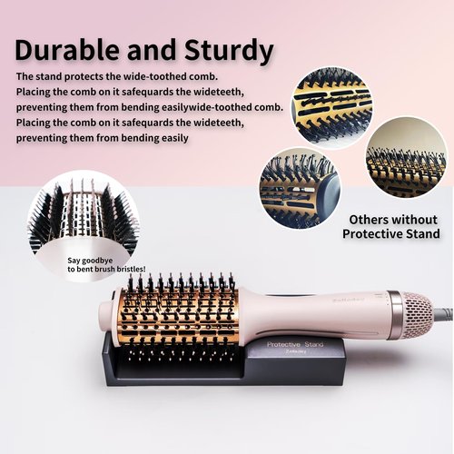 4.0 Ionic Hair Blow Dryer Brush - Lightweight 3X Faster Drying 5-in-1 Blowout Brush for More Shine, Smooth & Volume, Anti-Frizz Titanium Hot Hair Brush Straight & Curl, ESP. Long Hair (Pink & 12.6")