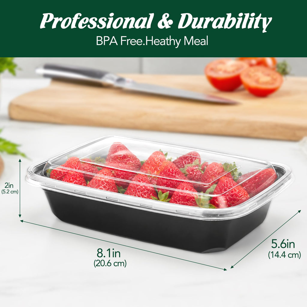 Glotoch Express Meal Prep Containers with Lids 32oz 100 Pack (200 Piece)