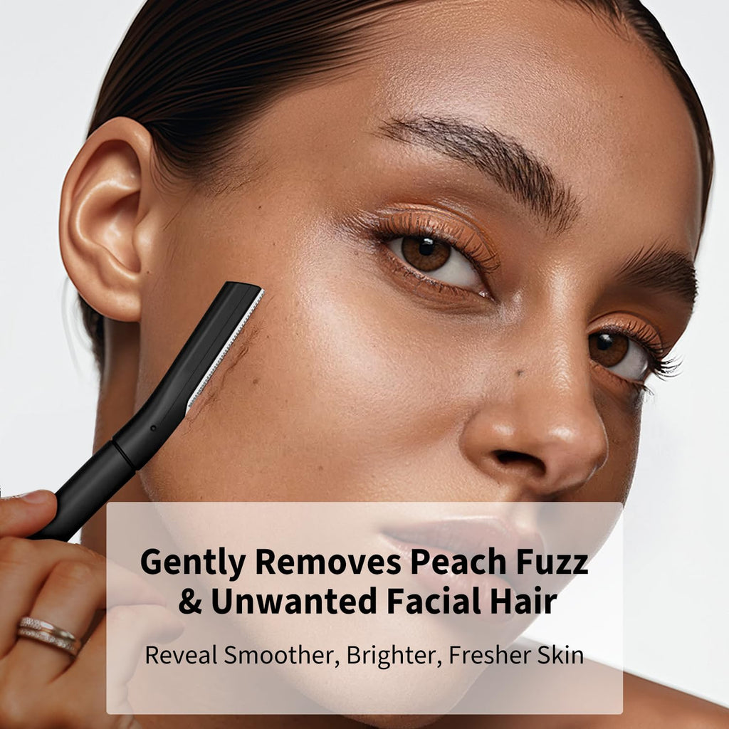 Dermaplane Razor for Women, Facial Razor, Peach Fuzz Remover, 10ct Black