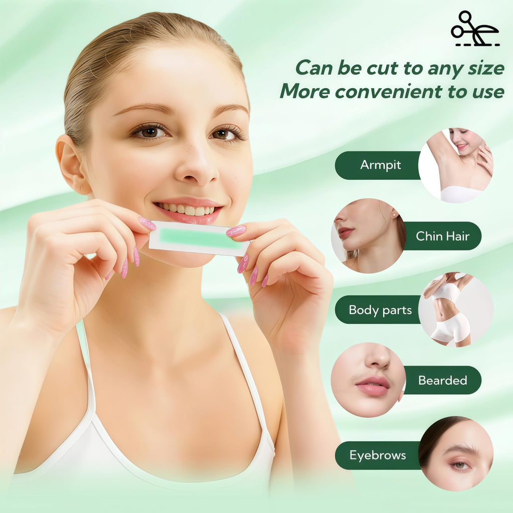 Face Wax Strips, 40Pcs Facial Wax Kit for Women's Hair Removal with 40 Waxing Strips & 4 Calming Oil Wipes, Aloe Vera