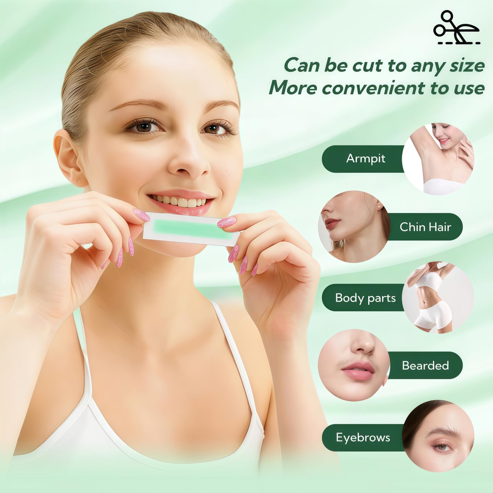 Face Wax Strips, 40Pcs Facial Wax Kit for Women's Hair Removal with 40 Waxing Strips & 4 Calming Oil Wipes, Aloe Vera