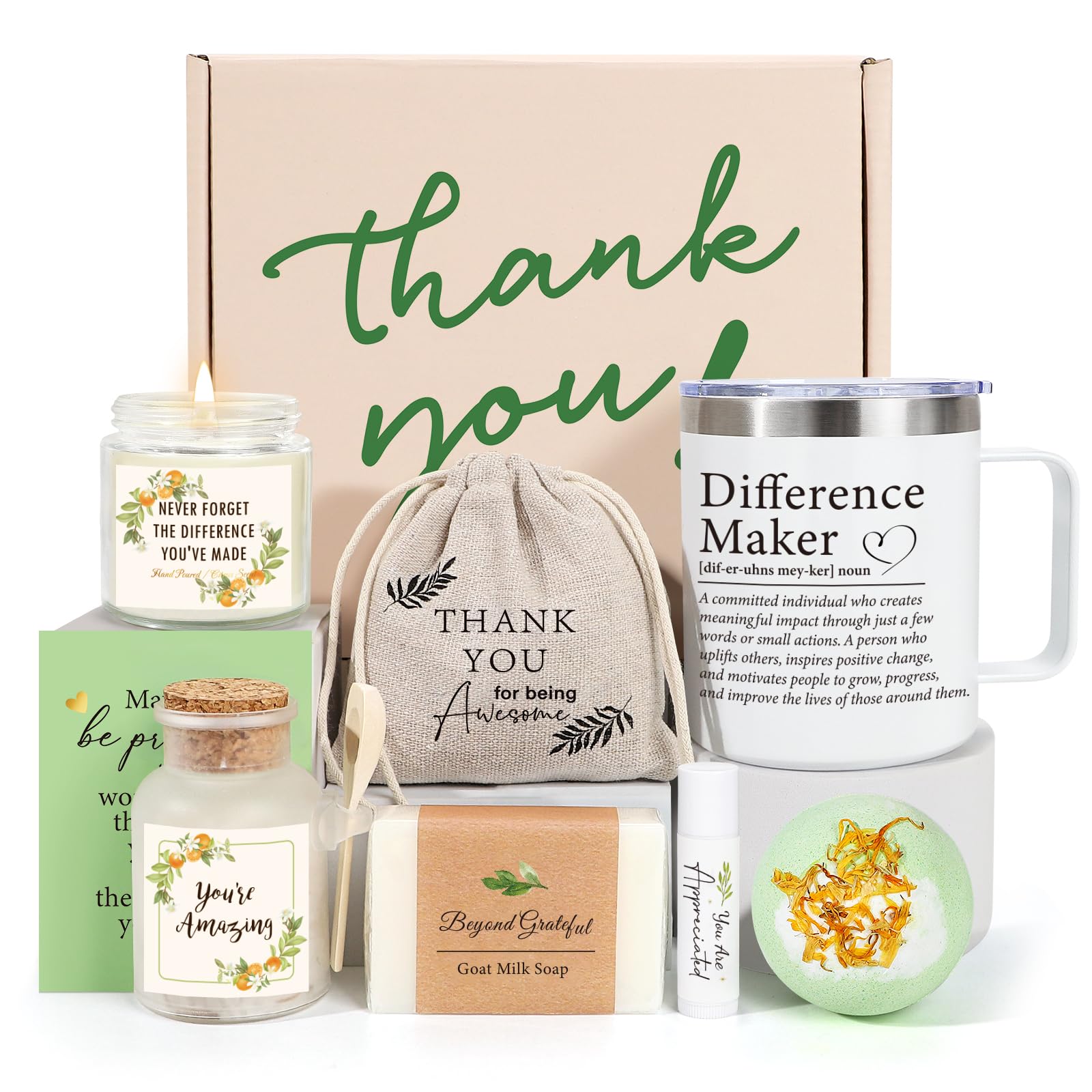 iAOVUEBY Appreciation Gifts for Coworkers, Difference Maker Employee Appreciation Gifts, 8PCS Thank You Gift Box, Farewell Gifts for Coworker, Teacher, Boss, Secretary, Nurse, Gratitude Set