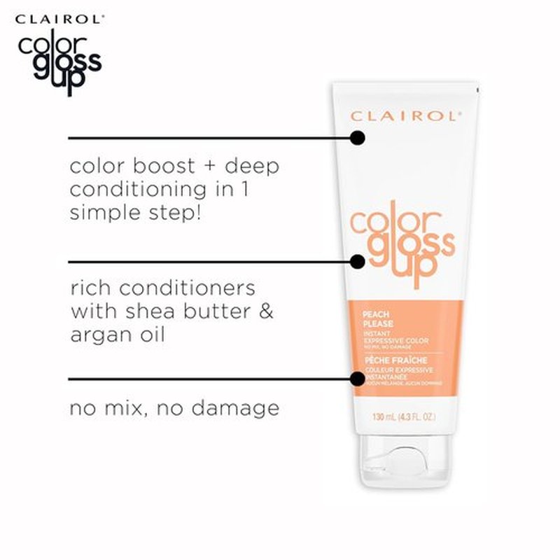 Clairol Color Gloss Up Temporary Hair Dye - Peach Please | Vibrant Color, Easy Application, 1 Pack
