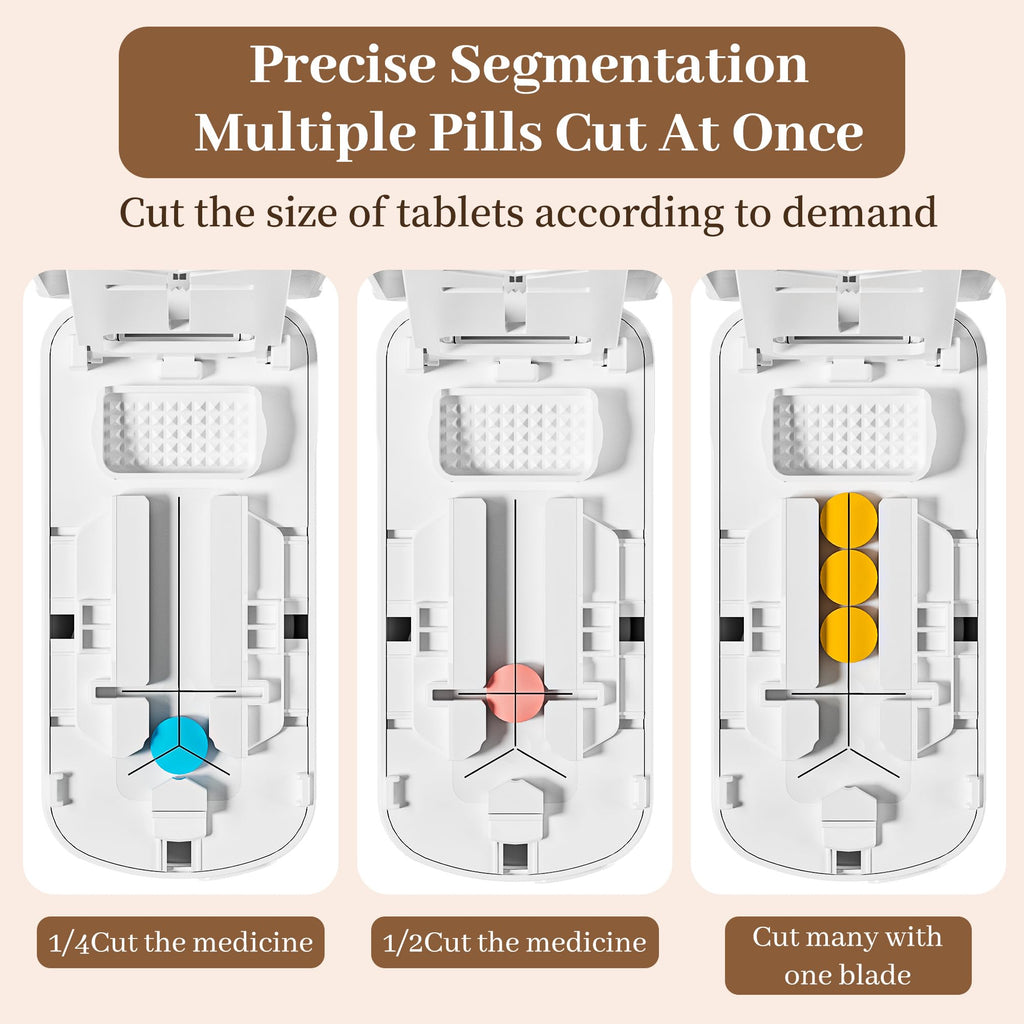 Pill Cutter Splitter for Small and Tiny Pills, Cuts into 1/2 1/3 1/4 Pills