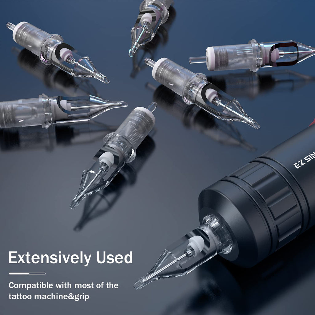 EZ Tattoo Cartridge Needles Assorted - 50Pcs #12 Mixed (3RL 5RL 7RL 9RL 11RL) Standard Round Liner Tattoo Needle Cartridges for Tattooing Rotary Tattoo Pen Machine Supply - Revolution