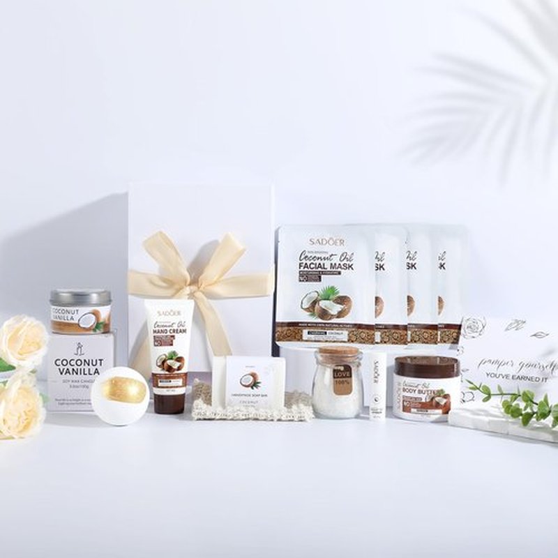 Coconut Spa Gifts for Women Birthday Self Care Kit Christmas Gifts Basket Thank You Relaxing Bath Sets for Moms Friends Co-worker Daughter Girlfriend Grandma Sister Teacher Daughter-in-Law
