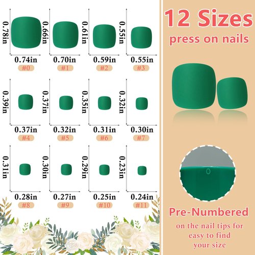 EternalClassic Press on Toenails, 120pcs Green Toe Nails Press ons Short Square Matte Acrylic Fake Toenails for Women