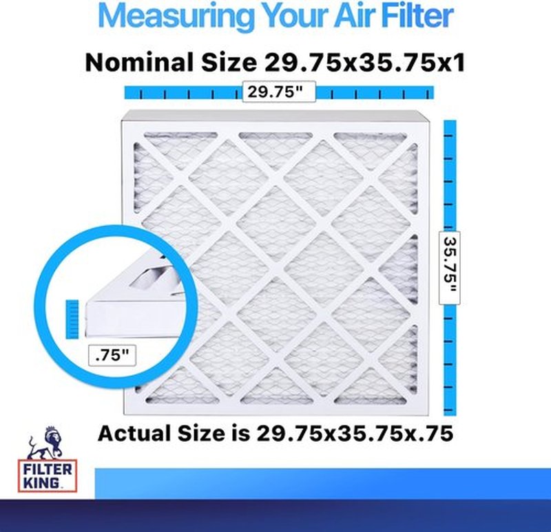 Filter King Air Filters - MERV 8 Pleated HVAC AC Furnace Filters | 29.75x35.75x1 | 12 Pack for Clean Air