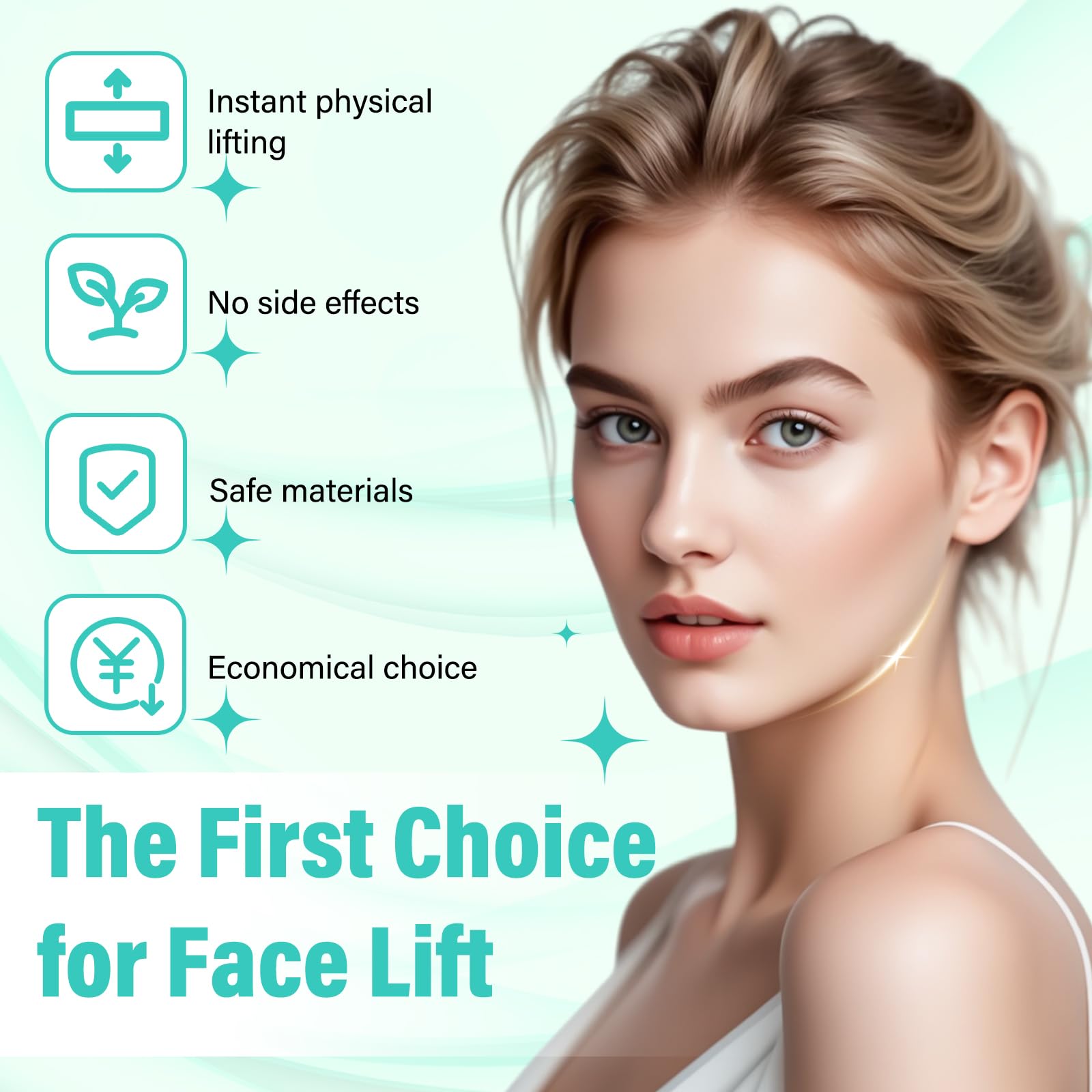 Neck Tape Lifting Invisible, Face Lift Tape Instant Facelift Under Makeup, V Edge Patches Skin Lifter Tapes for Turkey Neck, Loose Sagging Skin, Wrinkle, Jowl, Eye, Double Chin (1 Count (Pack of 240))