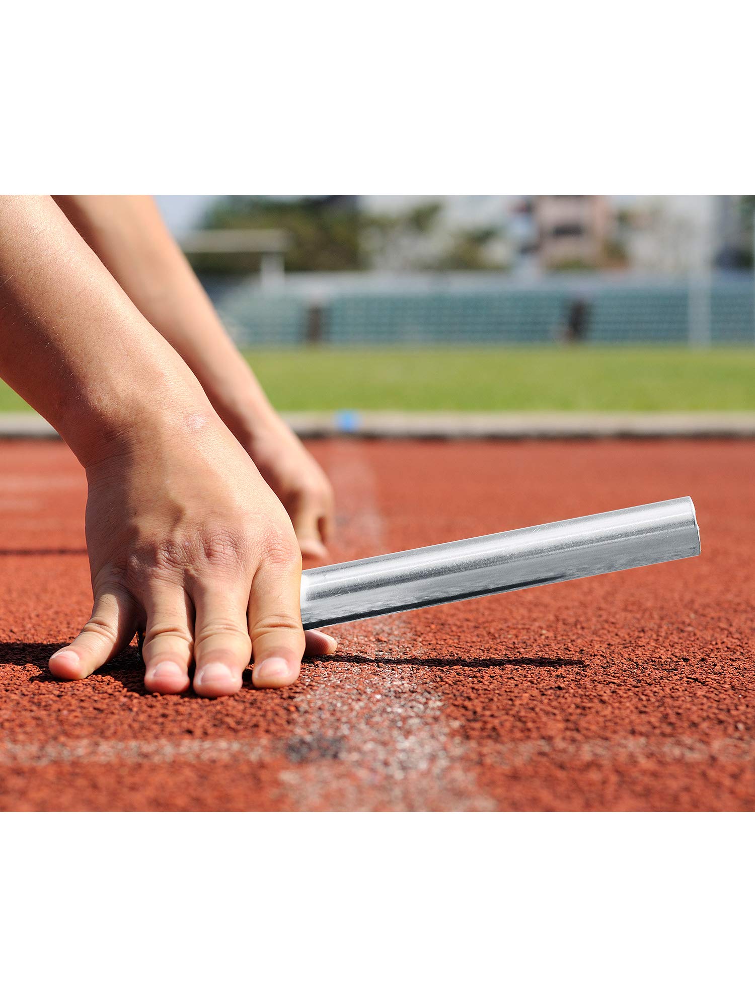 Zhehao 5 Pcs Track Batons for Relay Aluminum Running Field Race Batons for Students, Office, Clark, Outdoor(Silver)