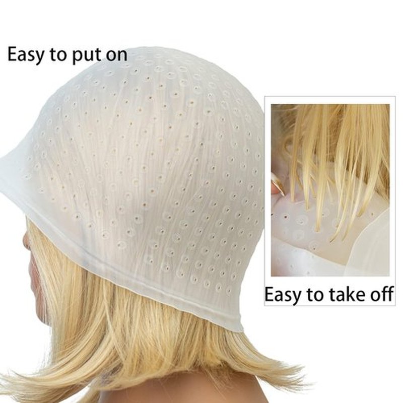 Skiennix Silicone Highlight Cap Set - Professional Reusable Hair Color Tool with Hook | For Men & Women