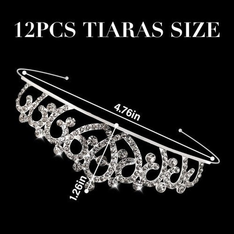 Tihebax 12 Pcs Tiaras Crowns Headbands for Women Girls Silver Princess Tiara Bulk Crown Tiaras Rapunzel Crown for Wedding Birthday Crystal Tiara for Prom, Bride, Pageant, Halloween