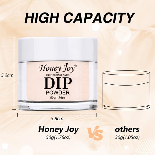 Honey Joy Clear Dip Powder - 1.76Oz/50g Dipping Powder for French Nail Art, Long-Lasting, Odor-Free, No Nail Lamp Needed, Perfect for DIY Manicure at Home or Salon, Strengthening Nails (Dip-50g-Nude)