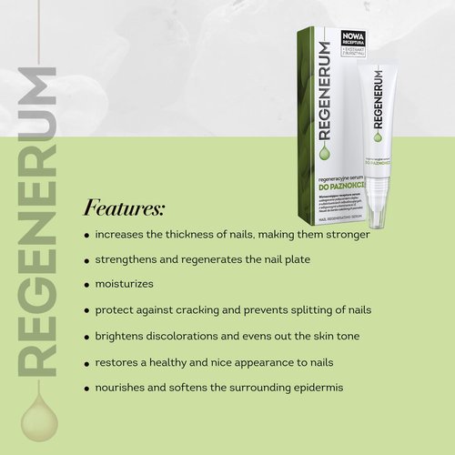 Regenerum - Regenerating Nail Serum - Strengthens, Nourishes, Protects, Reduces Discoloration, Softens Cuticles and Promotes Healthy Growth - 5ml