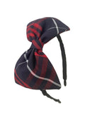 ClassExceed School Headband, Plaid bow headband, back to school, available in variety of school plaids (Plaid 37 Classic Navy Red large plaid, Regular)