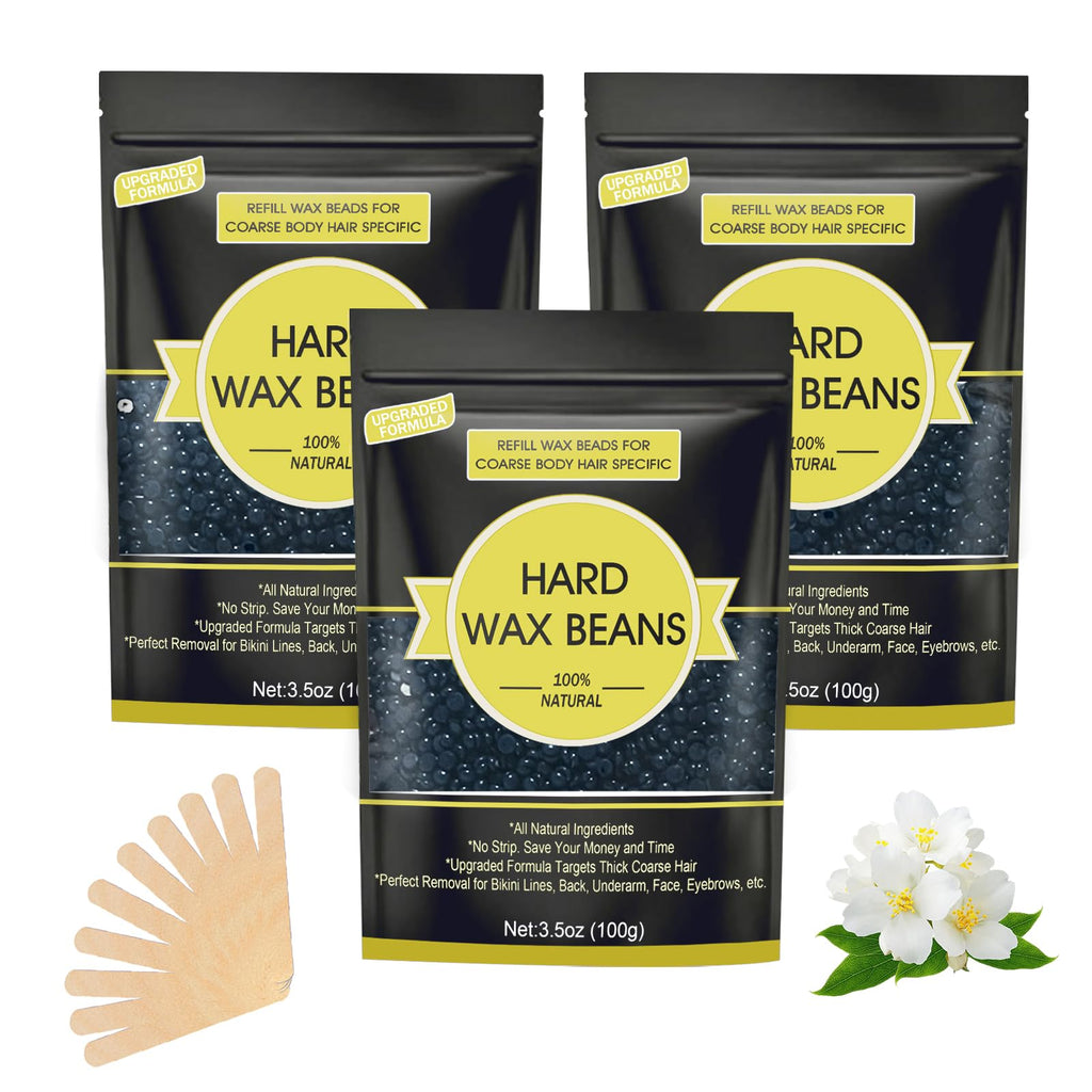 Keethem Wax Beads for Hair Removal, 10.5oz Hard Wax Beans Coarse Hair Waxing Beads for Face, Eyebrow, Bikini Brazilian for Women Men with 10 Applicators (Rose Jasmine Chamomile)
