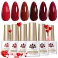 Born Pretty Red Gel Nail Polish Fall Winter 6 Colors Dark Red Burgundy Blood Cherry Wine Red Gel Nail Polish Soak Off Gel Polish Nail Art Design Manicure Salon DIY Home 7ml