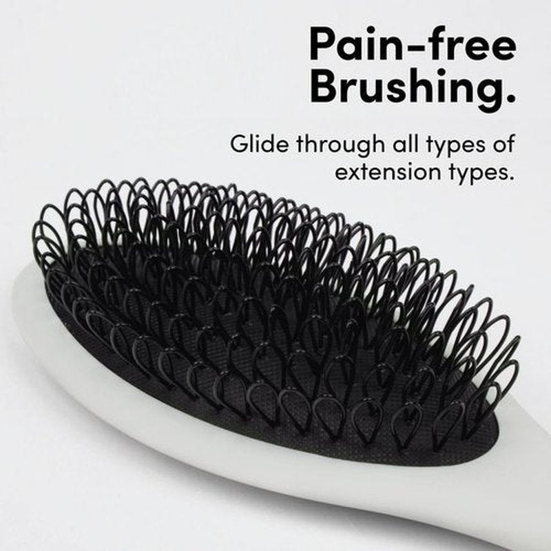 The Hair Shop Beige Loop Brush - Professional Ergonomic Detangler for 100% Remy Hair Extensions | Light Grey