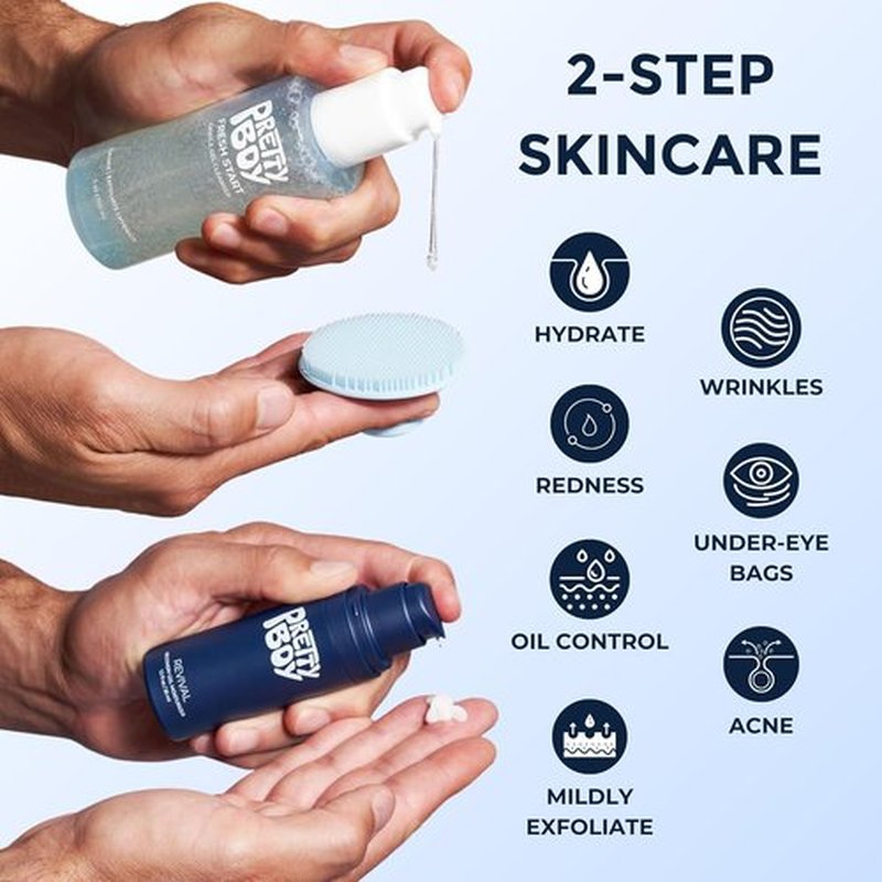 Prettyboy Face Revival Gel Moisturizer for Men - Hydrating Cream for Dry Skin & Redness Relief - Anti-Aging & Fragrance-Free - 1 Count